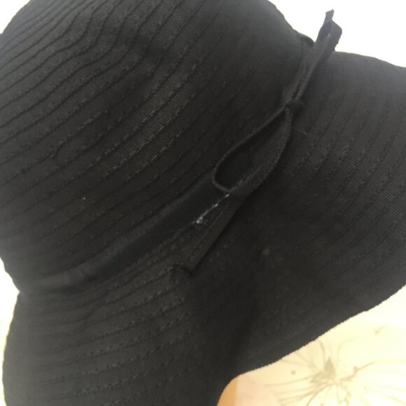 Wallaroo Hat Company Hampton Black Sun Beach Hat Bow Detail 100% cotton Floppy - Picture 6 of 9